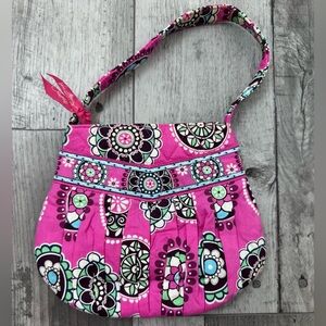 VERA BRADLEY Mini Cartera Pretty in Pink Pleated Shoulder Bag Purse Small
